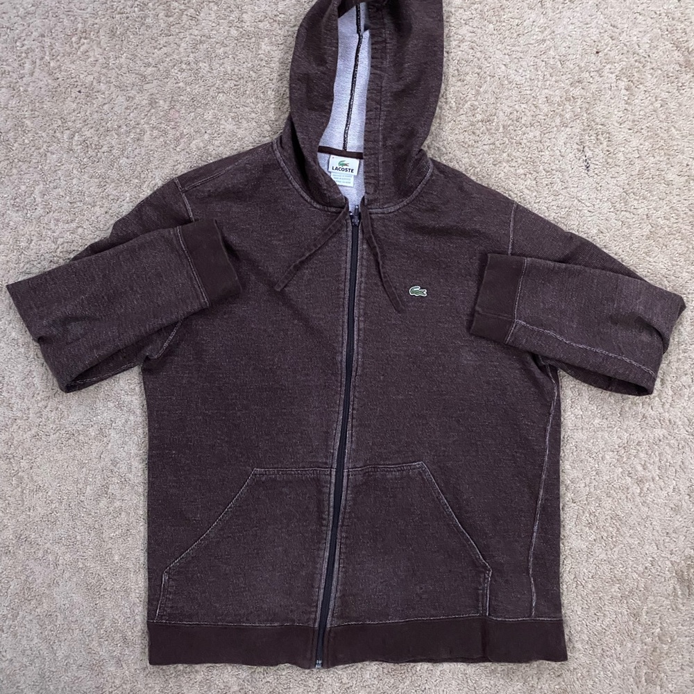 Lacoste Brown Hoodie Zip Up Size 8(3XL)